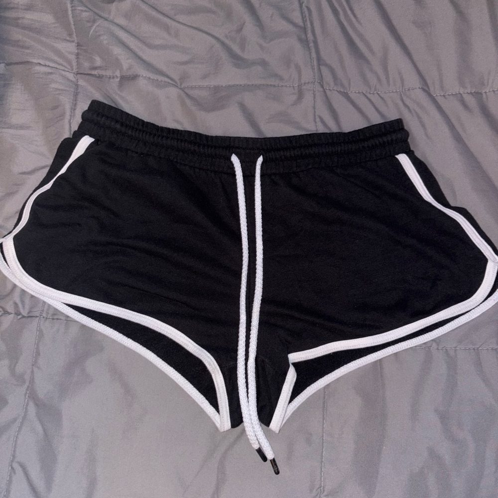 Garage Black Athletic Shorts with White Trim